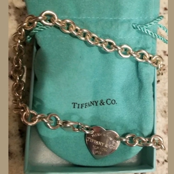 SOLD.. Tiffany & Co. Heart Tag Necklace Choker - Picture 2 of 5